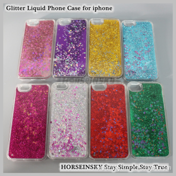 Glitter Liquid Cell Phone Case for iPhone Hard PC and Soft TPU Back Cover Bling Liquid Phone Case